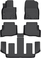 HAFIDI® Floor Mats Fit for 2020-2023 Mazda CX-9 (6 Seater Models with 2nd Row Bucket Seats Without Center Console) TPE Car Floor Liners Fits 1st & 2nd & 3rd Row Full Set CX9 Custom Accessories, Black