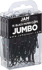 JAM PAPER Colorful Jumbo Paper Clips - Large 2 Inch - Black Paperclips - 75/Pack