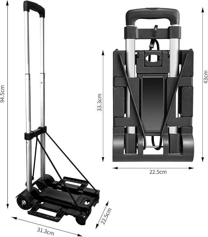 Aluminum Folding Hand Trucks,Small Folding Hand Truck Dolly with 2 Wheels,Collapsible Cart Portable Dolly,Lightweight Travel Hand Truck/Heavy Duty Moving Dolly for Airport Travel Moving Use