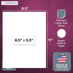 NextDayLabels – 8-1/2" x 5-1/2" Rectangular Sticker Labels for Printer - White Laser/Inkjet Printer Labels Return Address Labels Shipping Label Stickers (100 Sheets, 2 Per Sheet, 200 Labels)