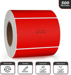 Red Rectangle Stickers 3 x 2 Inch Color Coding Labels Vinyl Roll Self-Adhesive Waterproof Removable 500 PCS