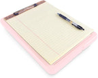 Clipboard with Storage Slim Folding for Nursing, Teachers, Coaches & Office, Plastic Heavy Duty with Pen Holder (9.5” x 13.5”) (Light Pink)