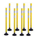BESEA 8PCS 48" Traffic Delineator Posts with Detachable Base & High-Visibility Reflective Collars,Yellow Durable Flexible Safety Cones for Work Zones, Parking Lots, and Roadways