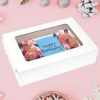 JJO 6 Pack 20x14x5 Inches Sheet Cake Box with Window Large Bakery Boxes Corrugated Rectangle Cake Boxes for 18x12 Inch Quarter Sheet Cake,Donuts,Brownie,Pastry Baking,Muffins,Cupcake