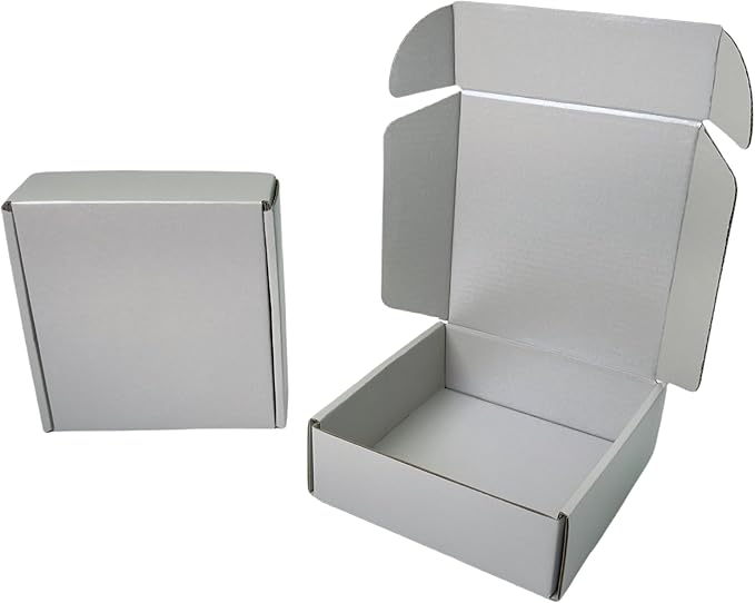 15 Pcs 6 x 6 x 2 inches Corrugated Cardboard Gift Boxes Recyclable Shipping Boxes for Mailing & Holidays, Wedding, Birthday, Gifts Packaging (Silver 6 x 6 x 2")