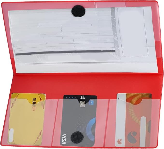 Andalus Auto Registration & Insurance Card Holder Pack of 1, Waterproof Essential Car Registration Holder with Hook & Loop Closure, Perfect for Every Vehicles Glove Boxes (Red - 9.5" x 5.15")