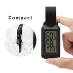 Dretec Portable Digital Thermometer Hygrometer Splash Proof IPX4 Clock Function Backlight for Backpacking, Skiing, Outdoor Thermometer Activity Black