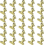 HAHIYO 0.87inch Light Gold Bulldog Clips Metal File Hinge Binder Clips Clamps Save Space Strong Spring Jaws Rock Solid Grip Book Lay Flat Deburred Edge for Hang Photos Wall Grid Dog Food 30PCS