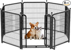8 Panels Garden Fence with Gate, 48 in(H) X17.7 Ft(L) Wide Door Low Threshold, Heavy Duty Dog Fence Outdoor for Yard, Outdoor Dog Fence, Fencing for Garden Beds