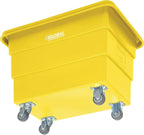 Global Industrial 6 Bushel Plastic Bulk Box Truck, Direct Mount Base, 500 lbs. Capacity, 3" Non-Maring Rubber Casters, Yellow, 33-2/5"L x 23" W x 24-1/2"H