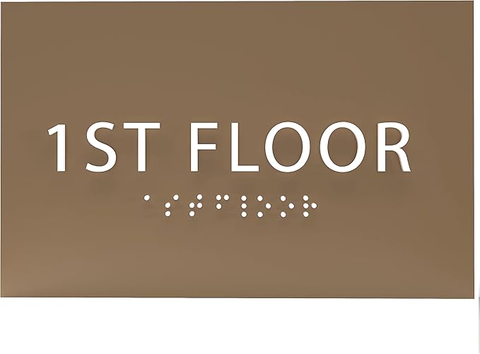 6" X4" 1st Floor Sign - ADA Compliant Tactile Graphics Grade 2 Braille Text Wall Sign| Directional Assistance, Floor Number Sign for Office, Schools, Hospitals, Apartments