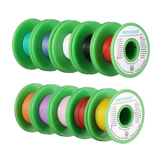 BNTECHGO 30 Gauge Silicone Wire Kit 10 Color Each 25 ft Flexible 30 AWG Stranded Tinned Copper Wire