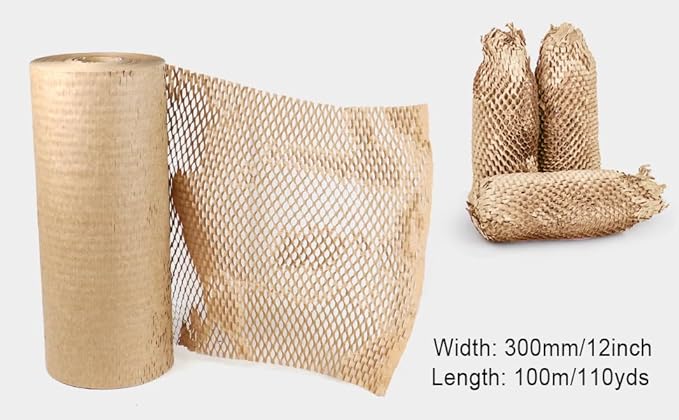 BOMEI PACK Honeycomb Packing Paper Wrap 12"x 328' Recycled Bubble Cushioning Bags Rolls Friendly Transportation and Handling Bags Packing Supplies Materials