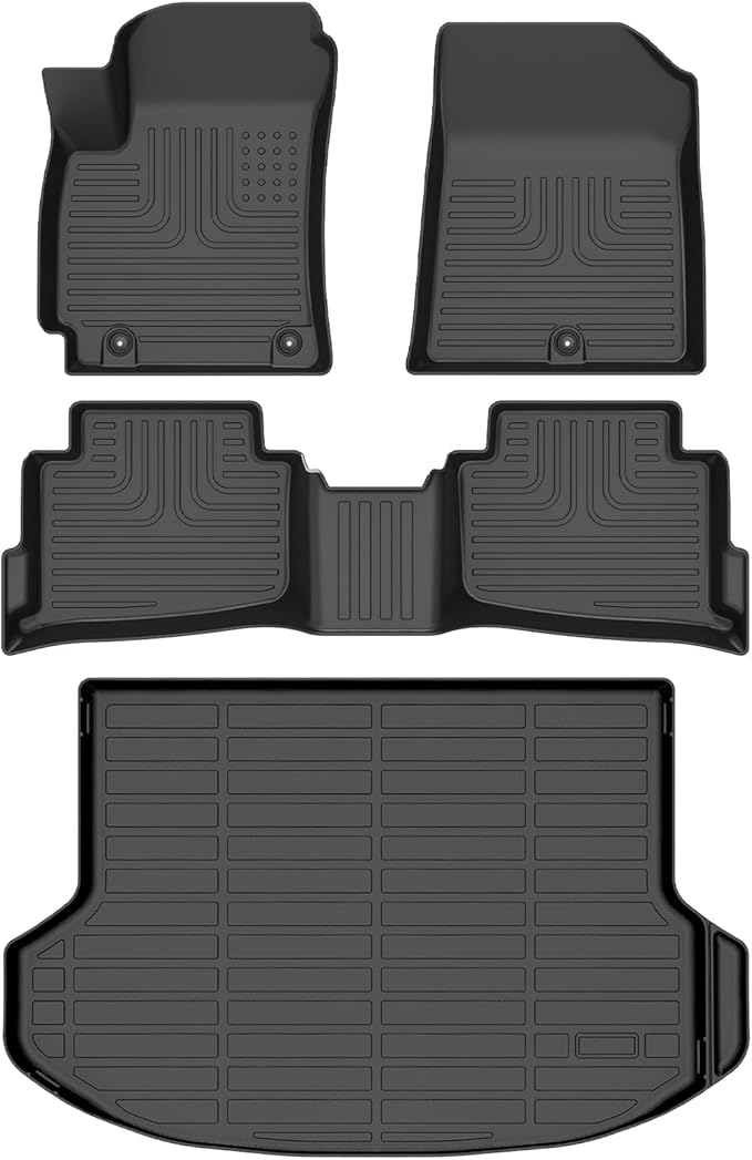 HAFIDI® Floor Mats & Cargo Liner Set Fit for 2024 2025 2026 Kia Seltos All Weather Protection TPE Anti-Slip Automotive Full Set Floor Liners Custom Accessories - Black
