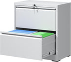 Lateral File Cabinets with 2 Drawer,Metal Lateral Filing Cabinet for Home Office,Wide Steel Storage Cabinet Commercial Drawer for Legal/Letter/A4 Size Files Assembly Required