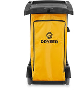 Dryser Commercial Janitorial Cleaning Cart on Wheels - Black Housekeeping Caddy with Cover, Shelves and Vinyl Bag