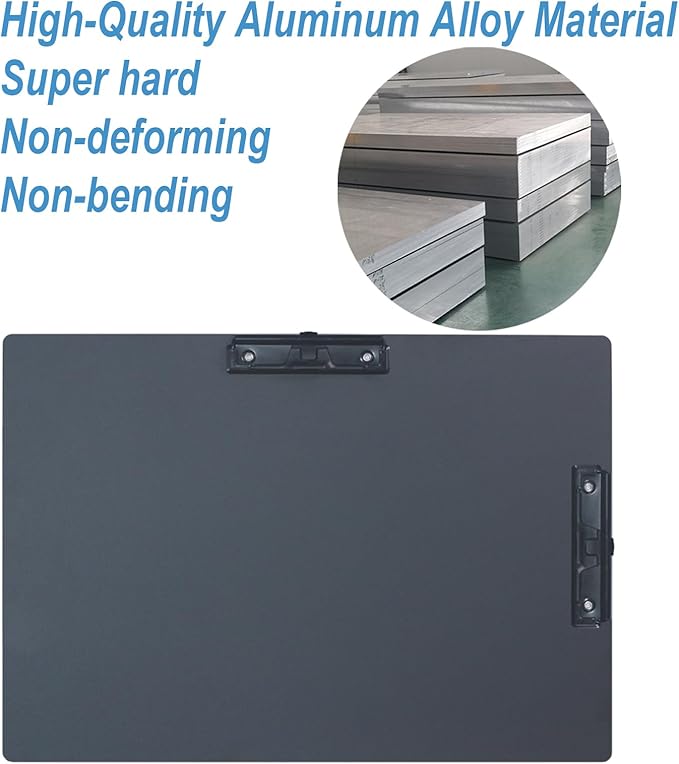 Acocony 11x17 Clipboard Double Clip Aluminium with Pen Holder Extra Large Clipboard Versatile Super Hard 11 x 17 Clipping Board Black Pack of 1