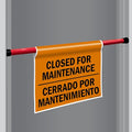 SmartSign "Closed For Maintenance" Bilingual Hanging Doorway Barricade Sign, Spring-loaded Adjustable Twist-To-Tighten Aluminum Pole & 11.25" x 18" Vinyl Sign Kit, Black/Orange, USA-Made