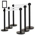 VIP Crowd Control Retractable Belt Stanchion Queue Safety Barrier Set, 36" Ht, 78" Belt + Wall Bracket (6 Posts White Belt + SFrame + WBracket)