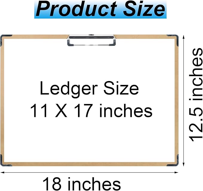 Acocony 11x17 Clipboard Landscape with Hardware Corner Guard Extra Large Clipboard Hardboard Low Profile Clip 11 x 17 Clipping Board MDF Pack of 1