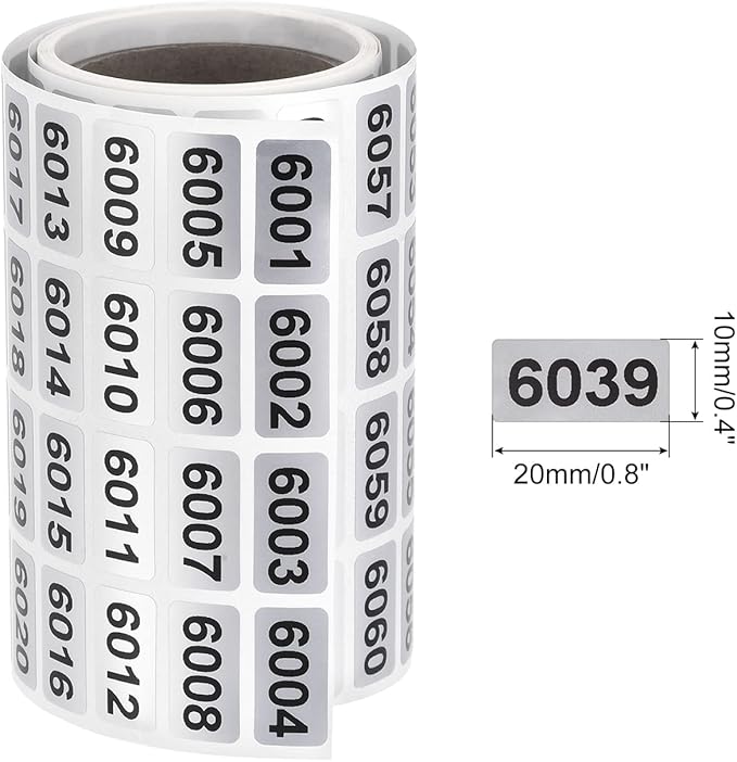 MECCANIXITY 6001 to 7000 Consecutive Number Stickers Inventory Label Black Numbers for Office Warehouse Numbering Classification