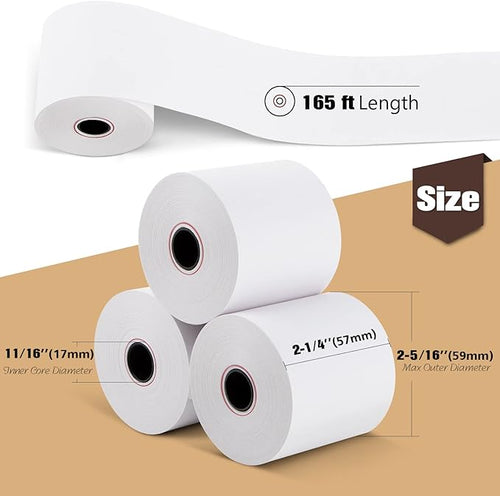 (50 Rolls) 2 1/4" x 165' Thermal Paper, POS Receipt Paper for Retail Business Cash Register, Fits Most Credit Card Terminal