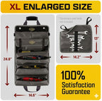 The Ryker Bag Customized Black Pro Tool Roll - Heavy-Duty Canvas Roll-Up Tool Organizer w/detachable pouches for Bolts, Sockets & Small Power Tools for Electricians, Plumbers, HVAC Techs & DIY