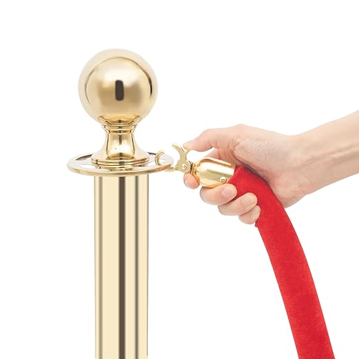 6-Post Velvet Rope Stanchions with 4 Red Ropes, Gold Stainless Steel Posts for Crowd Control with Velvet Ropes and Velvet Ropes Event & Queue Management,Party Runway Carpet
