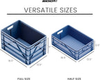 SIDIO CRATE Basic Pack - Two Full Size and One Half Size SidioCrate, Stackable Outdoor Organizer Storage Bins with Dividers - Navy Gray