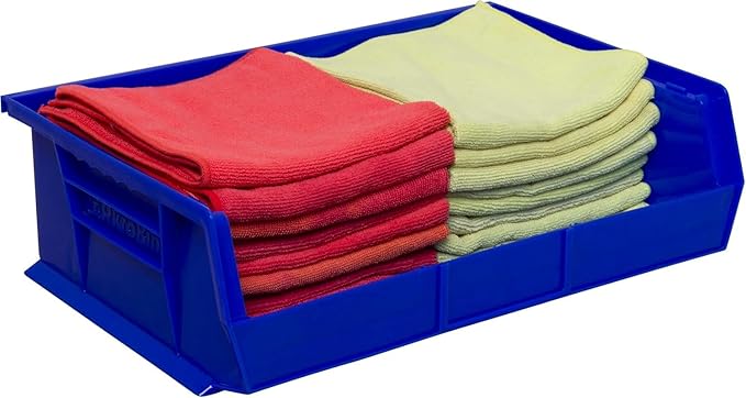 Akro-Mils 30255 AkroBins Plastic Storage Bins, Space-Saving Stackable Bins for Garage, Pantry, Craft Organization, 11-" x 16-" x 5-", Blue, 6-Pack