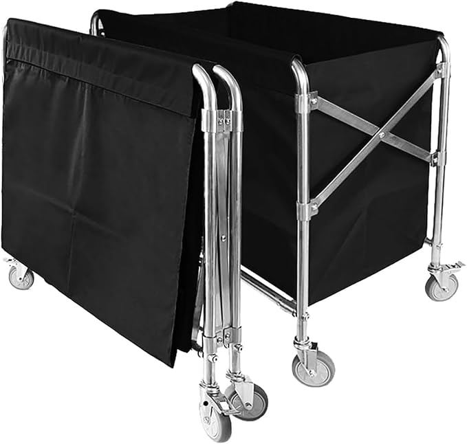 Commercial Laundry Cart with Wheels Heavy Duty Collapsible Laundry Baskets 12 Bushel (400l), Industrial Rolling Baskets Trucks with Steel Frame and Waterproof Oxford Cloth, 300 Lbs Weight Capacity