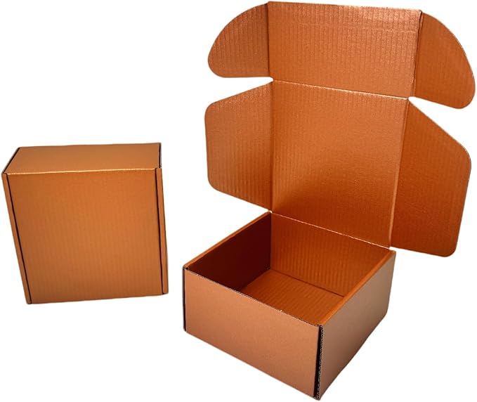 15 Pcs 6 x 6 x 3 inches Corrugated Cardboard Gift Boxes Recyclable Shipping Boxes for Mailing & Holidays, Wedding, Birthday, Gifts Packaging (Copper, 6 x 6 x 3")