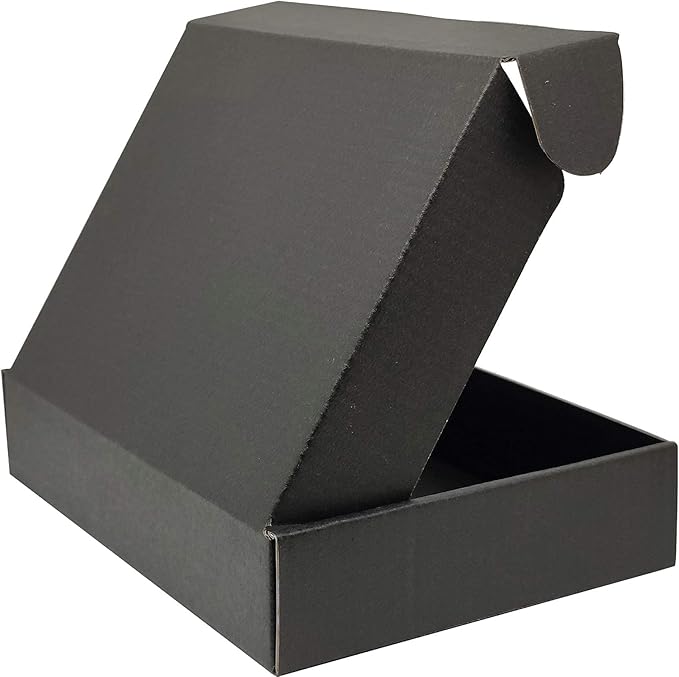 Small Black Shipping Boxes for Small Business Pack of 25-8x5.5x1.6 inches Cardboard Corrugated Mailer Boxes for Shipping Packaging Craft Gifts Giving Products