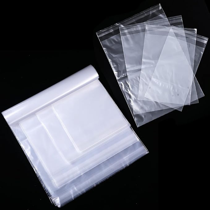 Outus 120 Pcs Poly Mailer Envelope 4 Sizes Shipping Bags Self Adhesive Clasp Envelope Self Adhesive Tear Proof Mailing Covers (6 x 10 In, 8 x 12 In, 10 x 14 In, 11x 16 in,Clear)