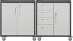 Metal Tool Cabinet,Garage Storage Cabinet System,Wall Cabinet & Locking Rolling Tool Cabinet with Doors and Adjustable Shelves,Steel Tool Cabinets for Home (2 Pcs-Styled, Black & Grey)