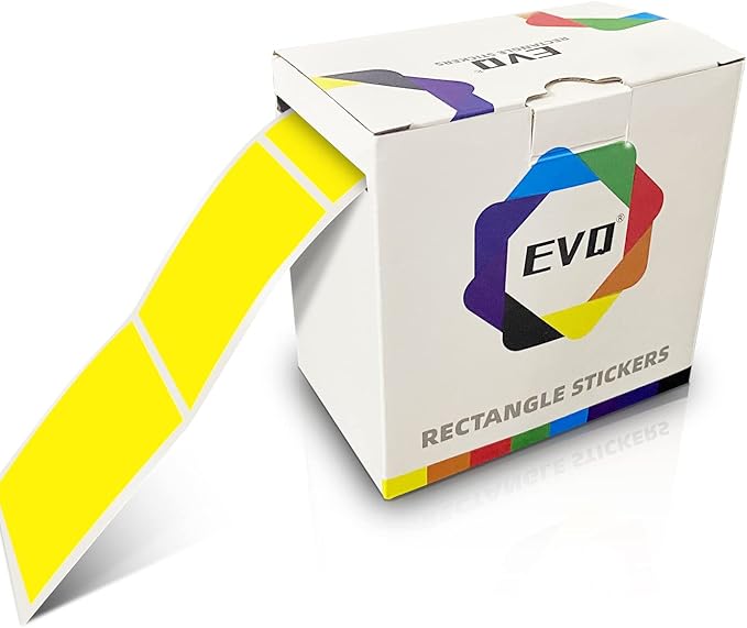 Yellow Rectangle Sticker Labels 3×2 Inch Vinyl Stickers Color Coding Name Tags Roll Removable Waterproof 300 per Dispenser Box