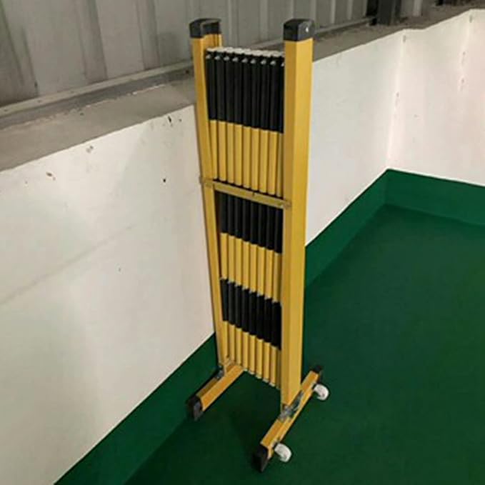 Expandable Mobile Safety Barricade - Retractable Metal Fence Stanchions with Casters, Traffic Barrier Gate for Indoor/Outdoor Use, 1.2mx2.5m (3.9ftx8.2ft) for Bus Stations