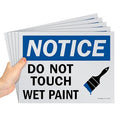 SmartSign (Pack of 5) 9 x 12 inch “Notice - Do Not Touch, Wet Paint” OSHA Sign, Screen Printed, 10 mil Polystyrene Plastic, Blue, Black and White, Made in USA