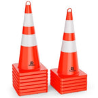 RoadHero 12 Cones Traffic Cones 28 Inch, Orange Safety Cones with Reflective Collar, Cones for Parking Lot, Sport and Driving Training, Road Safety, Construction Events