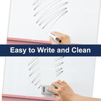 TSJ OFFICE Mobile Whiteboard Magnetic - 40 x 26 Inches Dry Erase Board on Wheel with Stand Flipchart Easel Height Adjustable,Pink