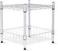 Whitmor 2 Tier Metal Storage Shelves, Heavy Duty Shelf with Basket, 350 lbs Capacity per Shelf, 700 lbs Total, Home Organizer for Kitchen, Garage, Bathroom, 15" L x 14" W x 15" H, Chrome