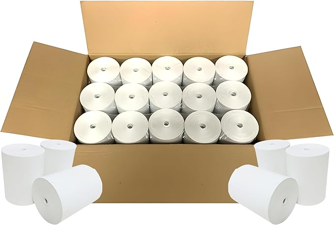 BAM POS 3 1/8" x 190' Thermal Receipt Paper Rolls For Most POS Systems and Receipt Printers, Compatible With Clover Station, Square Station, Toast Station, TM-T88, TSP Series (30 Rolls)