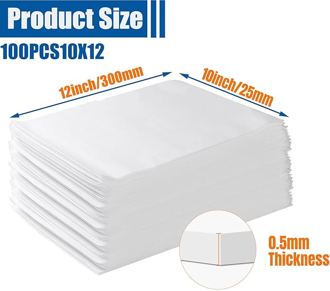 100 Pack Foam Pouches, Cushion Foam Wrap Pouches for Moving and Storing, 10"x12" Foam Wrap Pouches Protect Fragile Items, Protect Mug, Glasses, China, and Dishes, Packing supplies