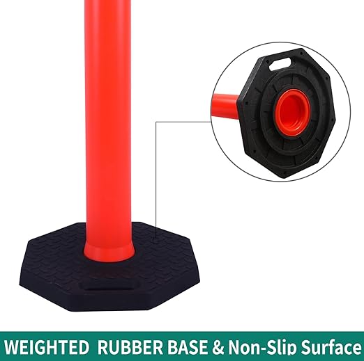 6PACK BESEA Traffic Delineators Cone 42”High Orange Traffic Safety Delineator Cones with Heavy Duty Rubber Base for Construction Site, Road Parking, People Control in Public(6PACK)