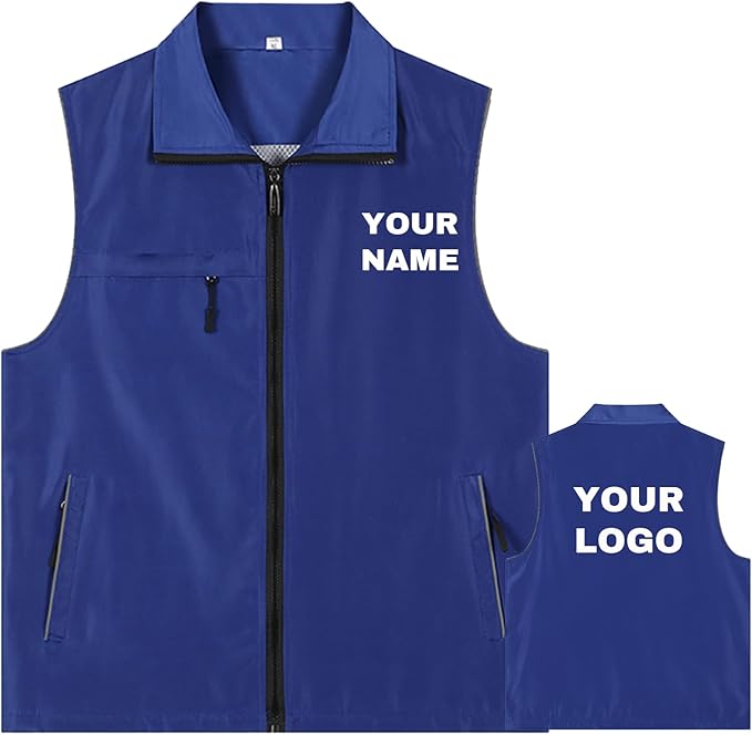 YOWESHOP Lightweight Zip-Up Safety Vest with Pockets for Outdoor Activities,Custom Logo Sleeveless Windbreaker