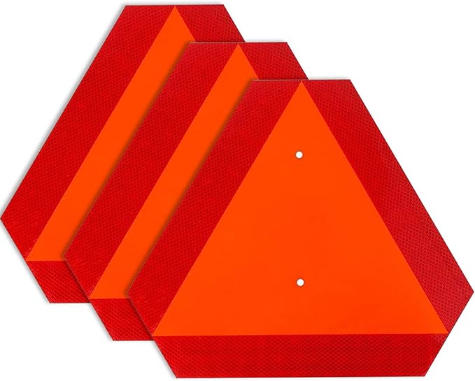 3 Pack Slow Moving Vehicle Sign,14"x16" Slow Moving Vehicle Triangle,Plastic Safety Sign Reflective for Golf Cart Tractor UTV,Up to 7 Years Outdoor Weatherproof
