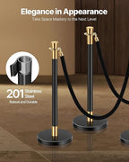 VEVOR Stanchions and Velvet Ropes, 6 Pcs Crowd Control Barriers with 4 Black Velvet Ropes, Stainless Steel Stanchion Post Queue with Sand Injection Hollow Base for Theater, Wedding, Party Supplies