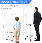 BIBOC Mobile Dry Erase Board – 40x28 inches Magnetic Portable Whiteboard Stand Adjustable Easel White Board Flipchart Easel Board with 25 Sheets Paper Pad 1 Eraser, 2Markers