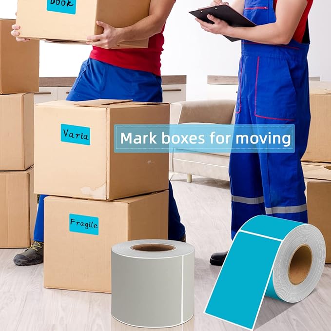 PARLAIM 3" x 5" Rectangle Adhesive Color Code Stickers,250 per Dispenser Box Roll Square Label Inventory Stickers Teal