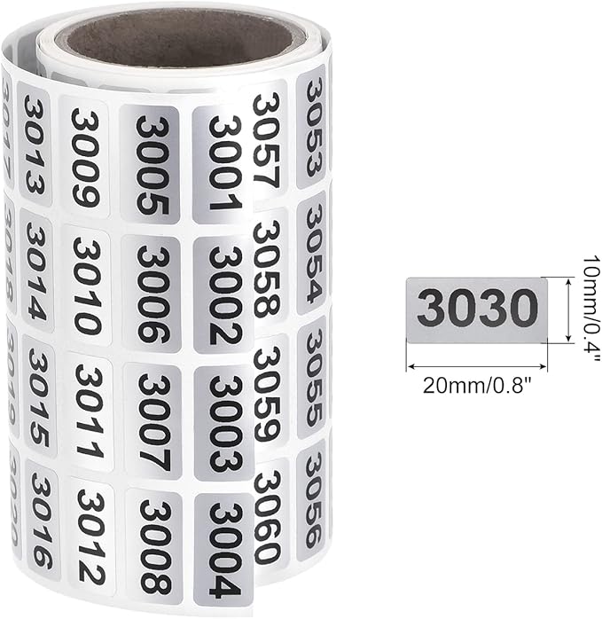 MECCANIXITY 3001 to 4000 Consecutive Number Stickers Inventory Label Black Numbers for Office Warehouse Numbering Classification